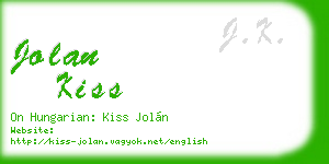 jolan kiss business card